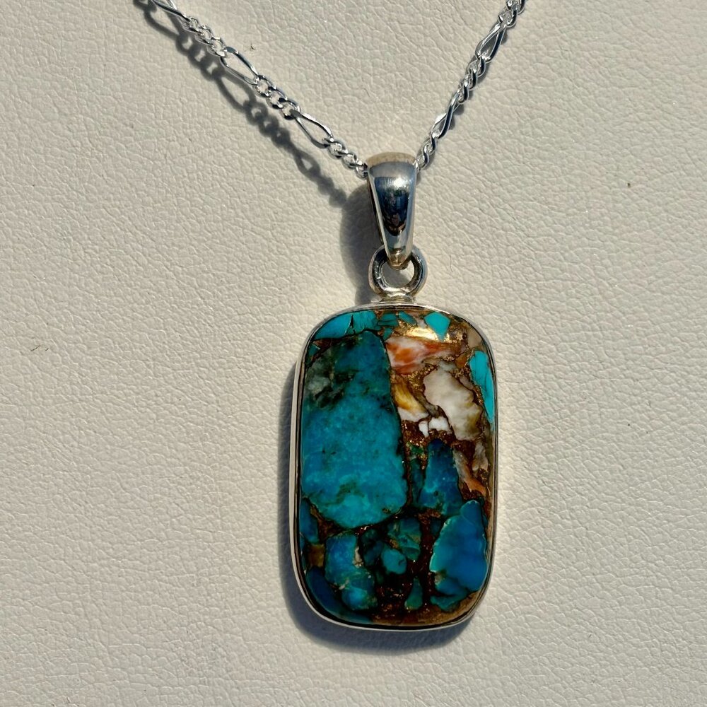 Spiny Oyster Copper Turquoise Pendant.